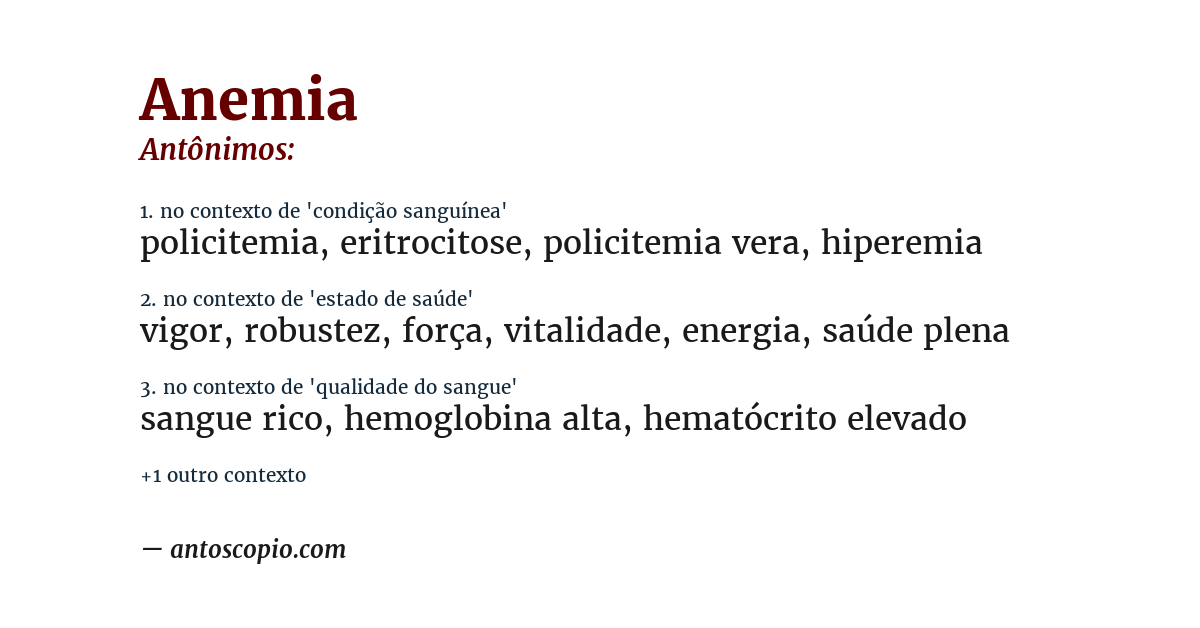 Antônimo de anemia