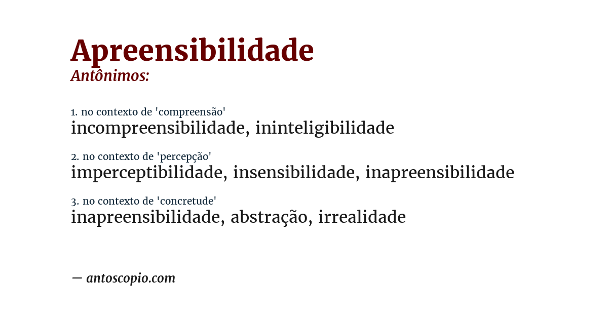 Antônimo de apreensibilidade