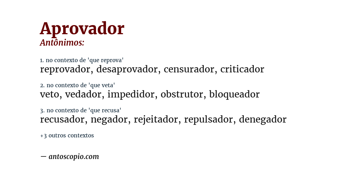 Antônimo de aprovador