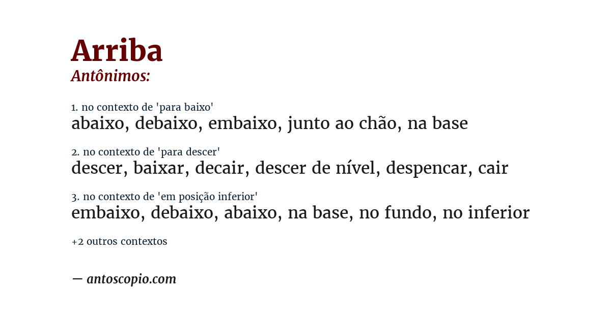 Antônimo de arriba