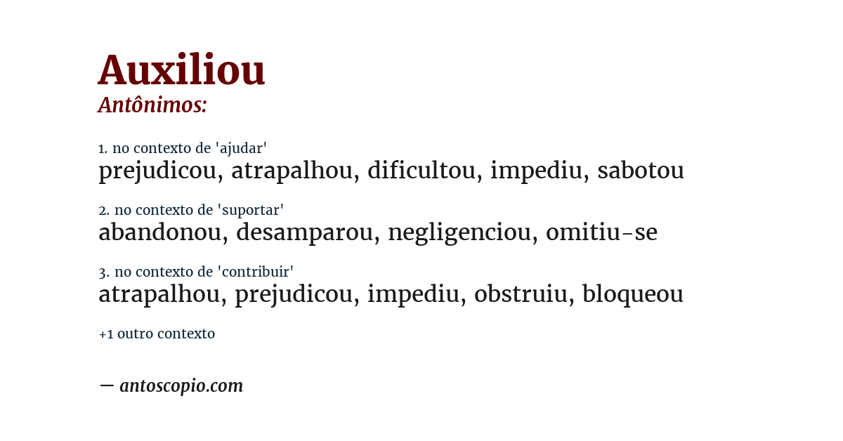 Antônimo de auxiliou