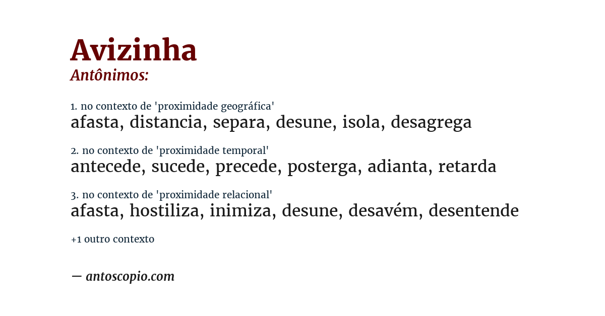 Antônimo de avizinha