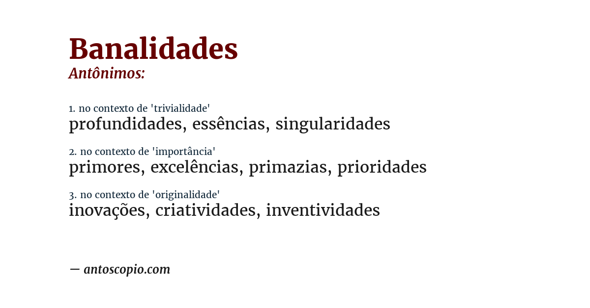 Antônimo de banalidades