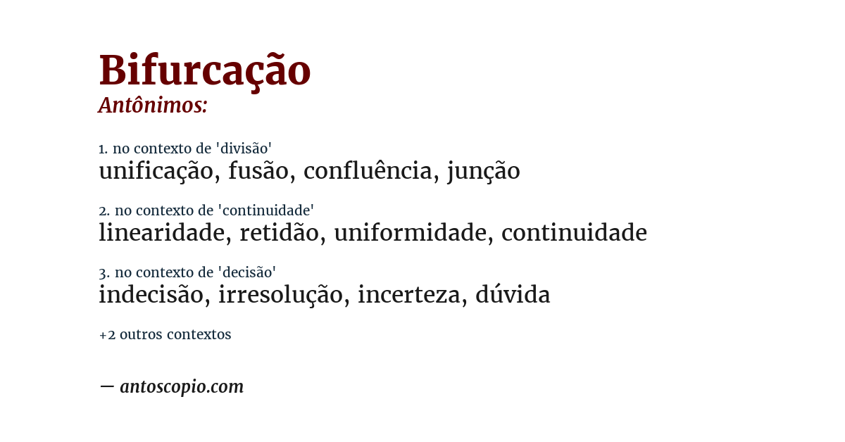 Antônimo de bifurcação