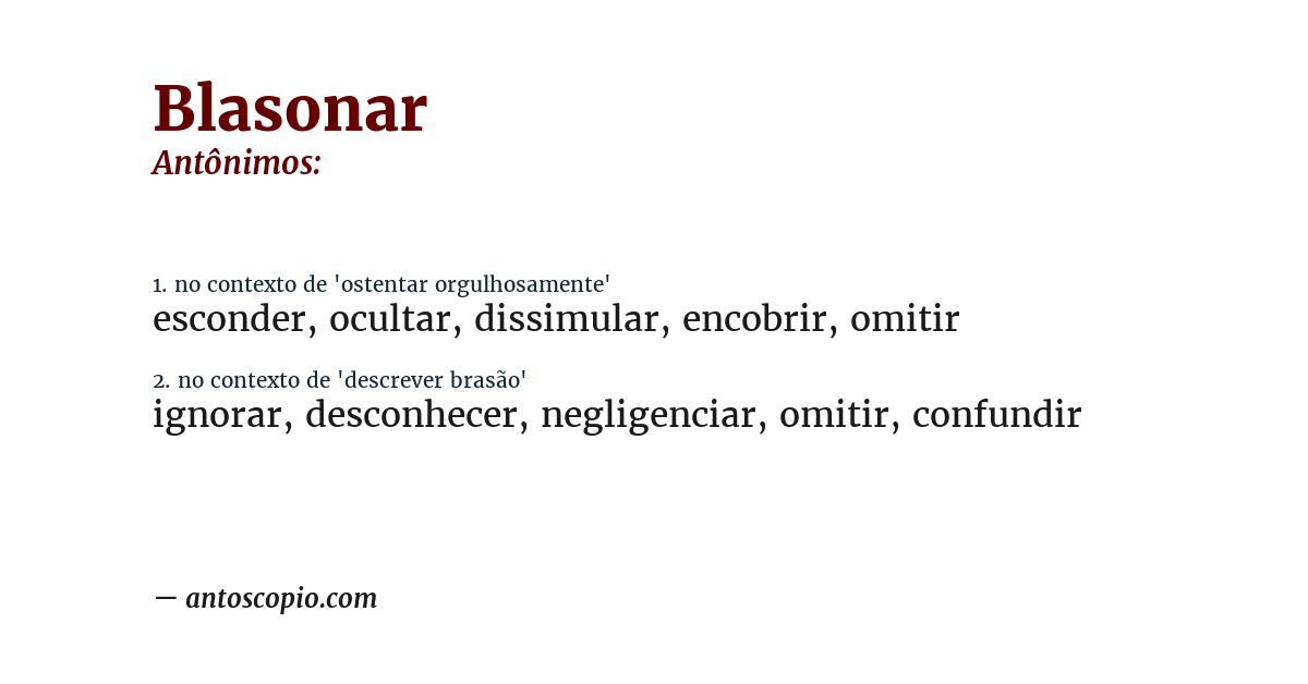 Antônimo de blasonar