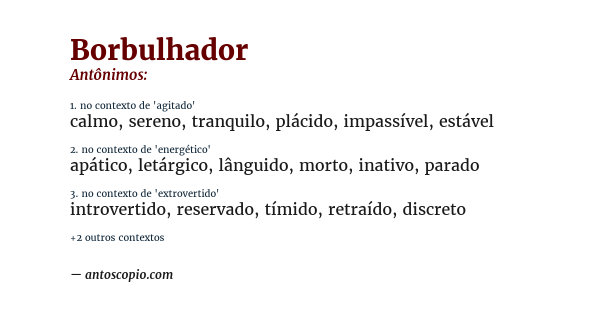 Antônimo de borbulhador