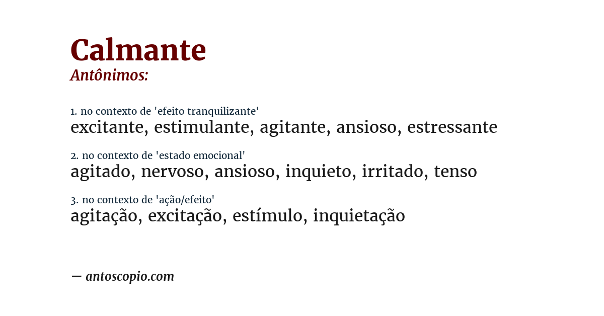 Antônimo de calmante