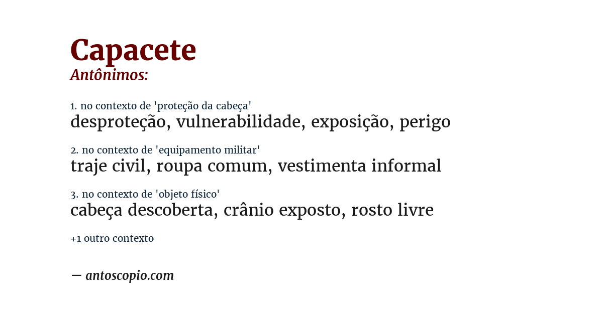 Antônimo de capacete