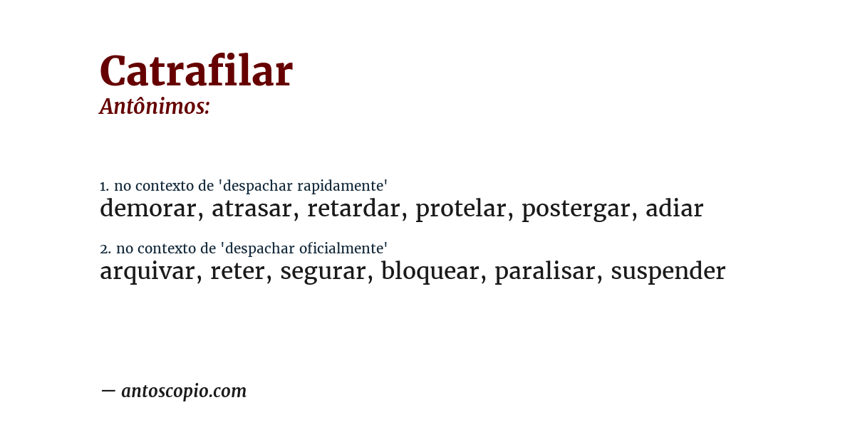 Antônimo de catrafilar
