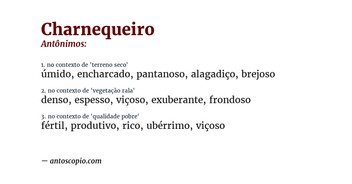 Antônimo de charnequeiro