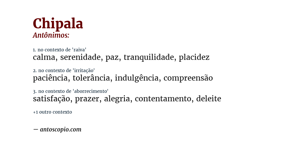 Antônimo de chipala