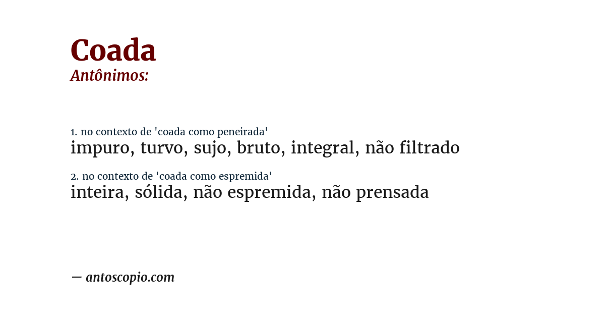 Antônimo de coada