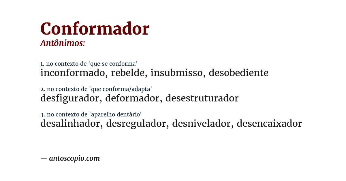 Antônimo de conformador