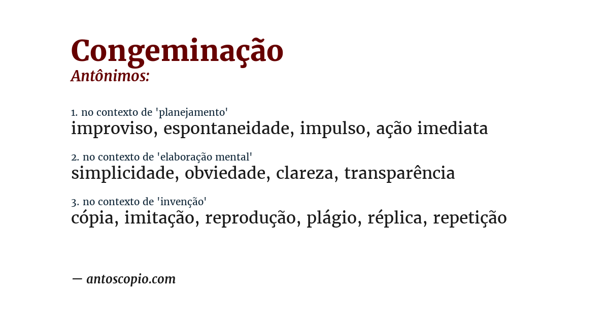 Antônimo de congeminação