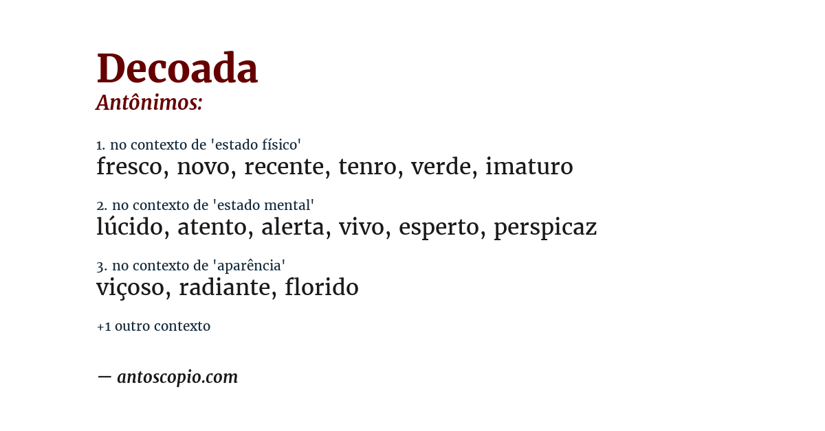 Antônimo de decoada