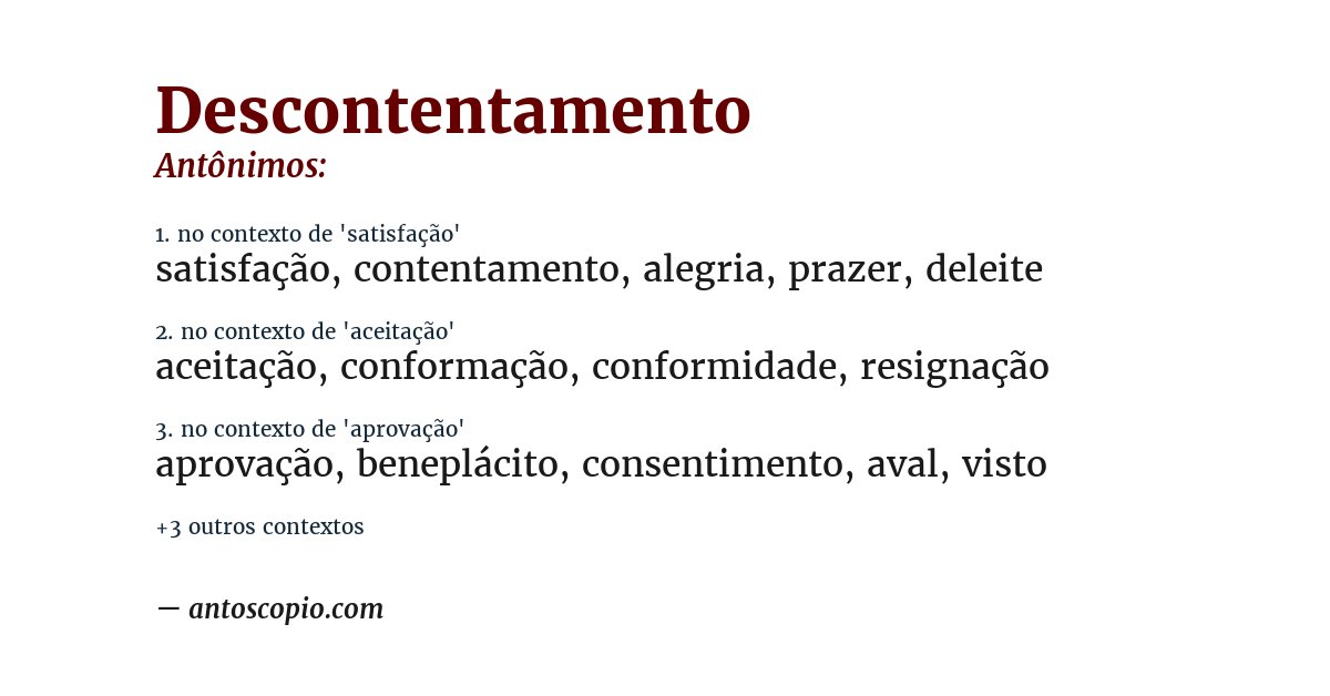 Antônimo de descontentamento