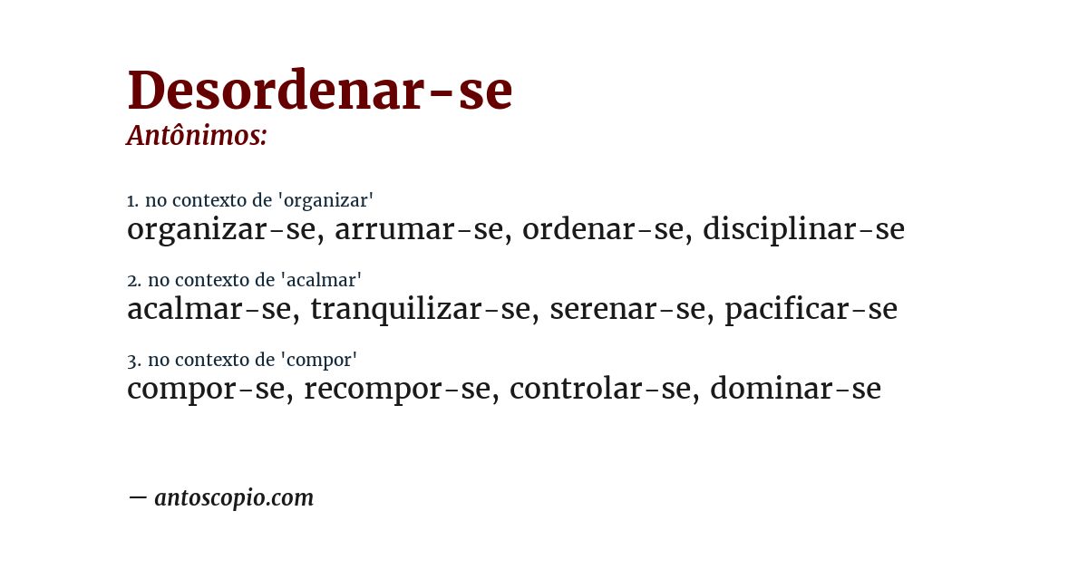 Antônimo de desordenar-se