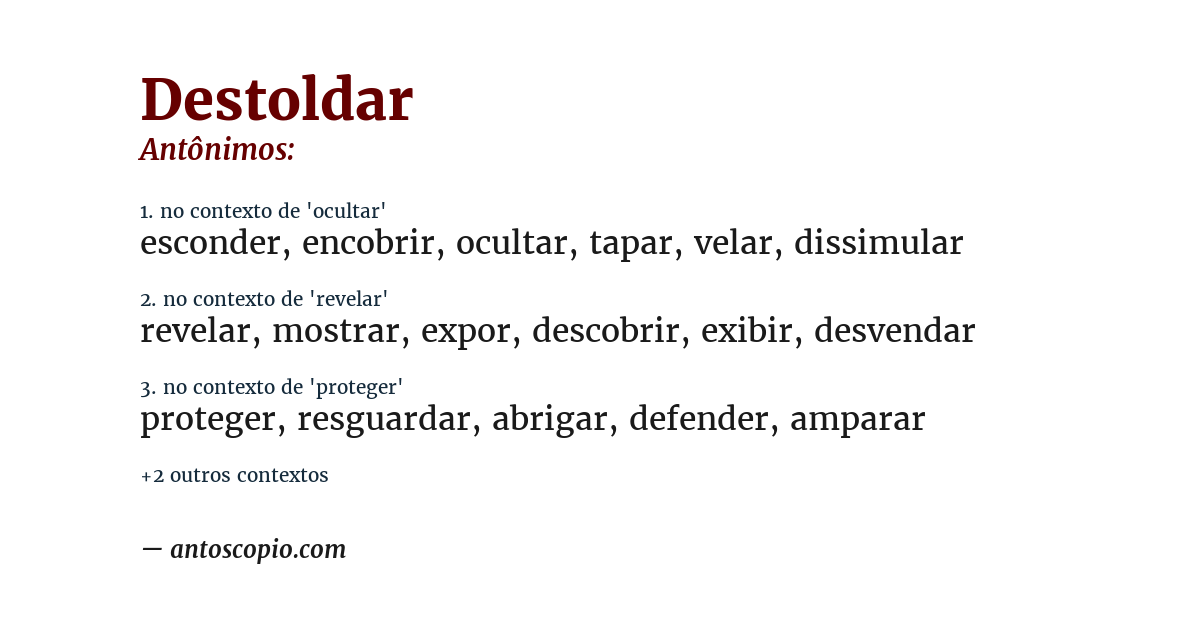 Antônimo de destoldar