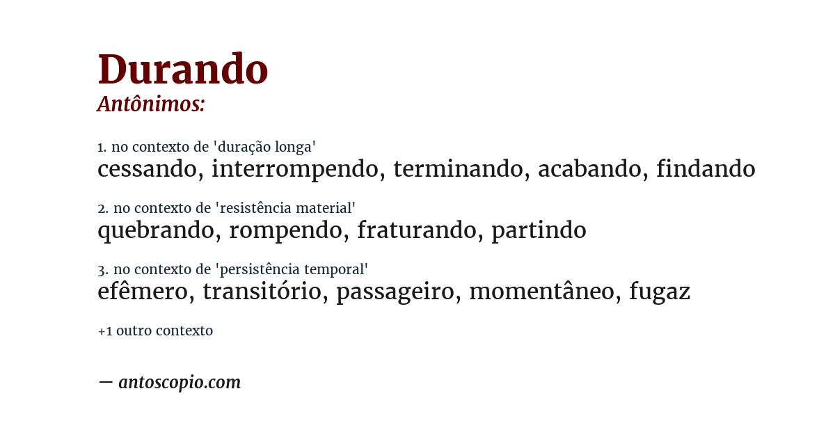 Antônimo de durando
