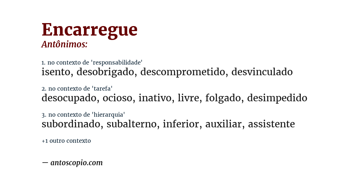Antônimo de encarregue