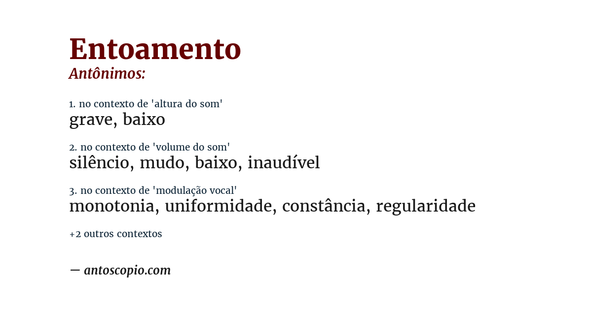 Antônimo de entoamento