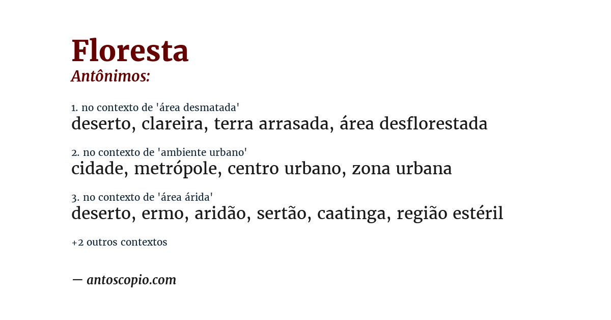 Antônimo de floresta