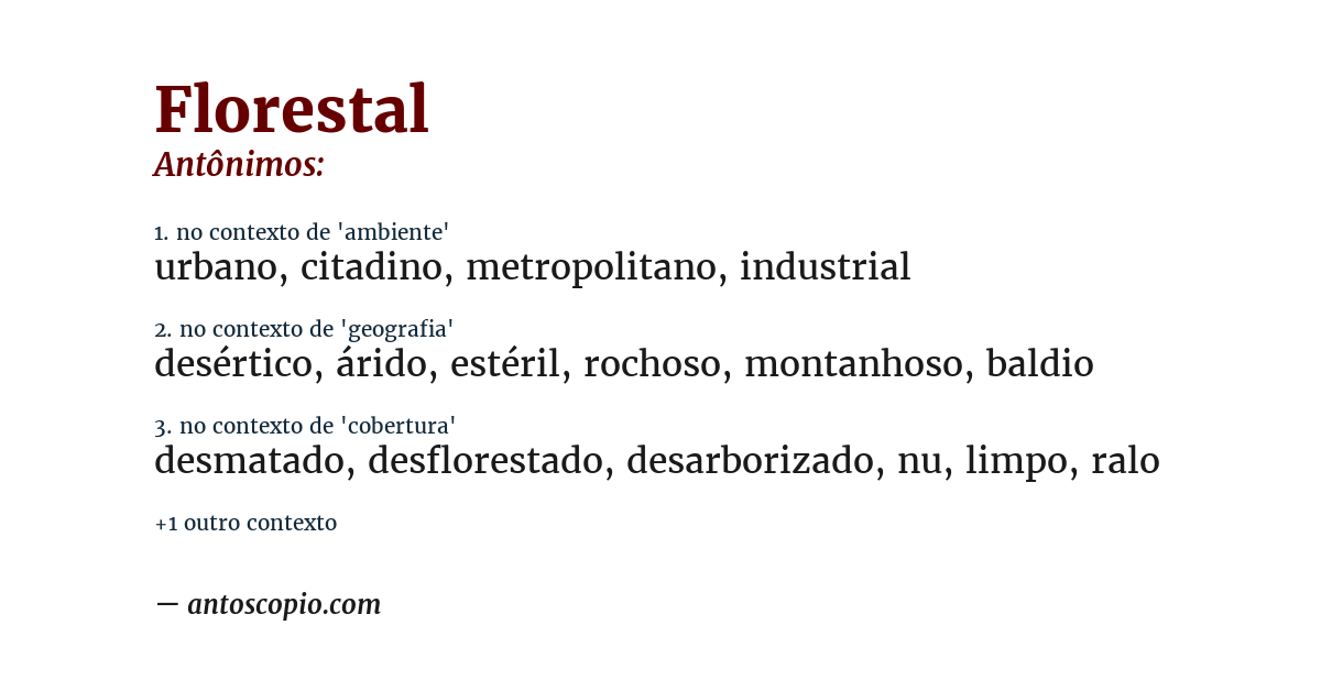 Antônimo de florestal