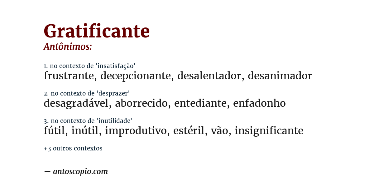 Antônimo de gratificante