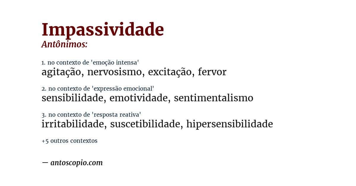 Antônimo de impassividade