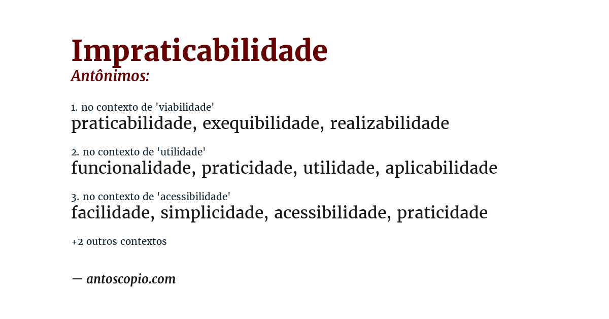 Antônimo de impraticabilidade