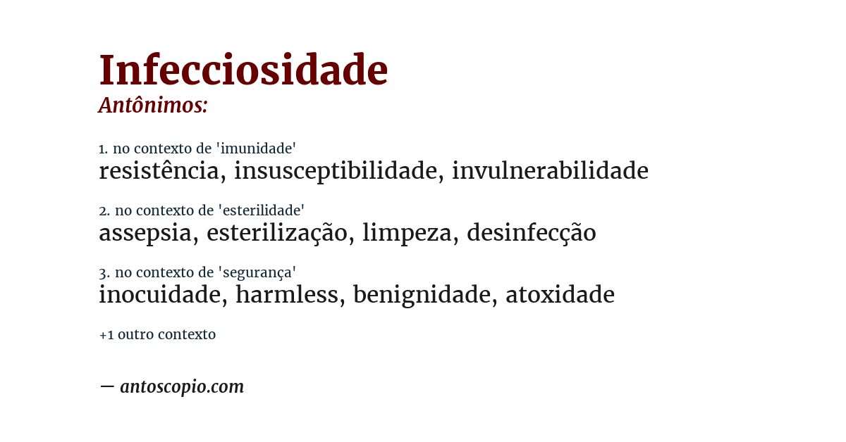 Antônimo de infecciosidade
