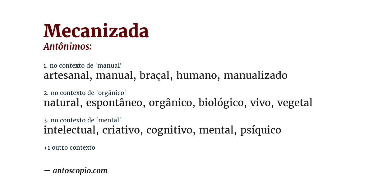 Antônimo de mecanizada