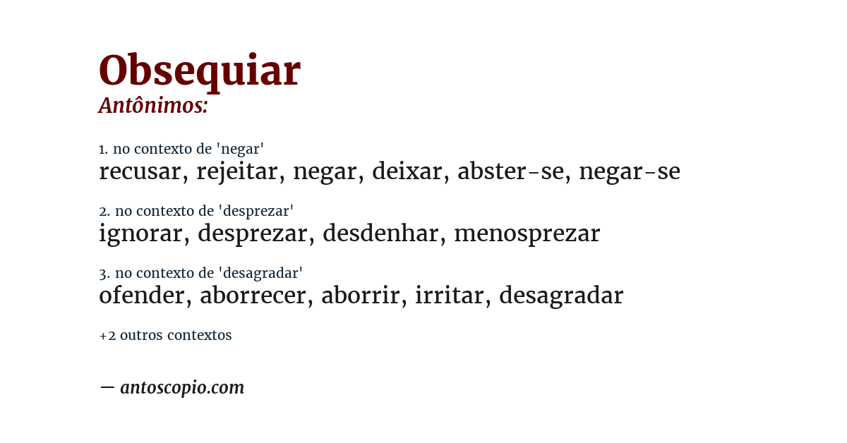 Antônimo de obsequiar