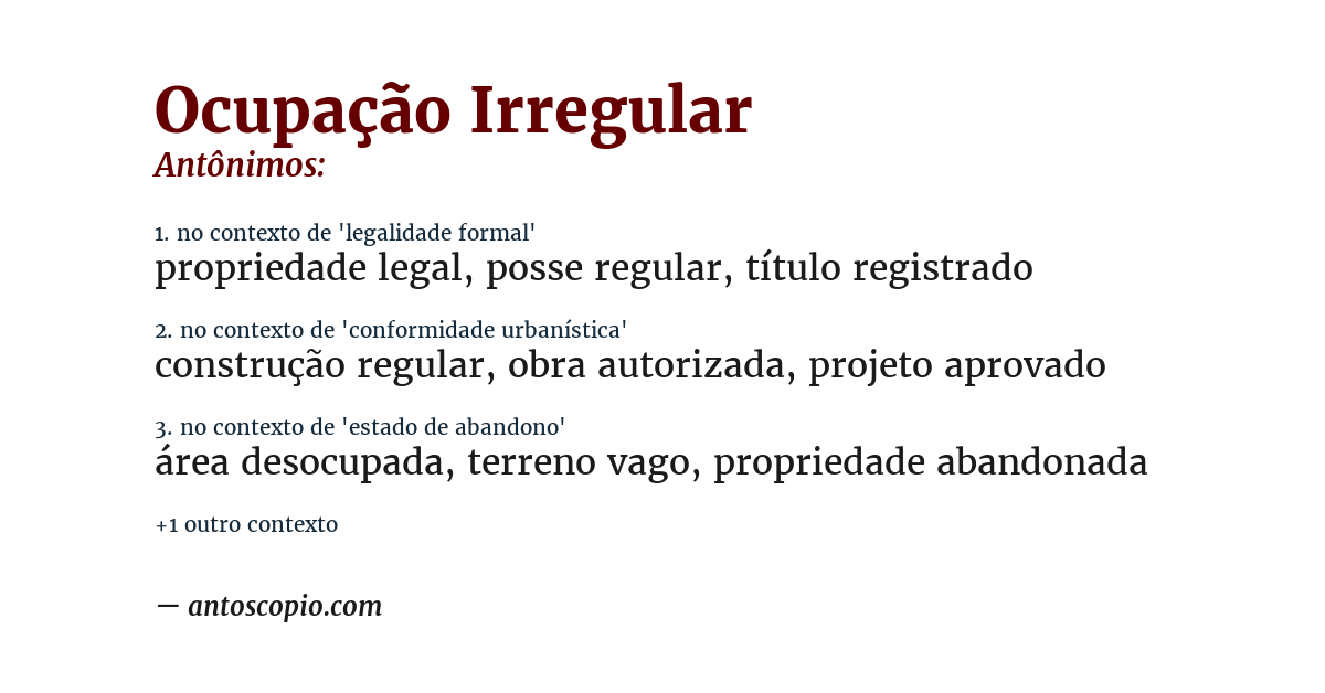 Antônimo de ocupação irregular