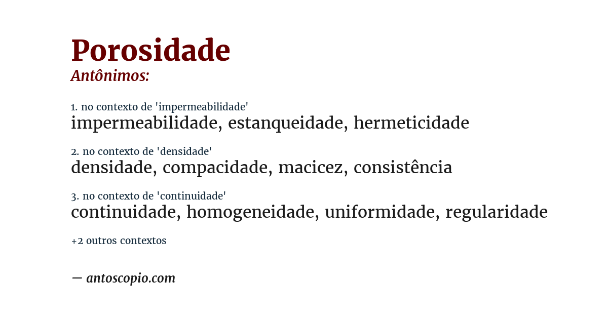Antônimo de porosidade