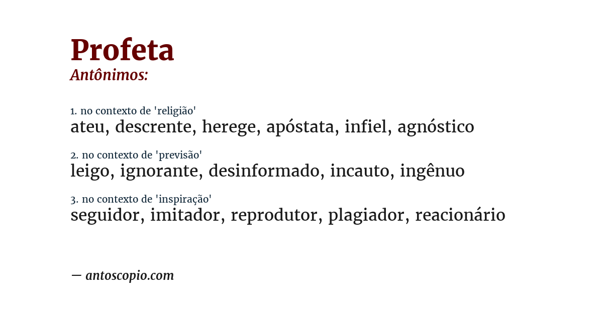 Antônimo de profeta