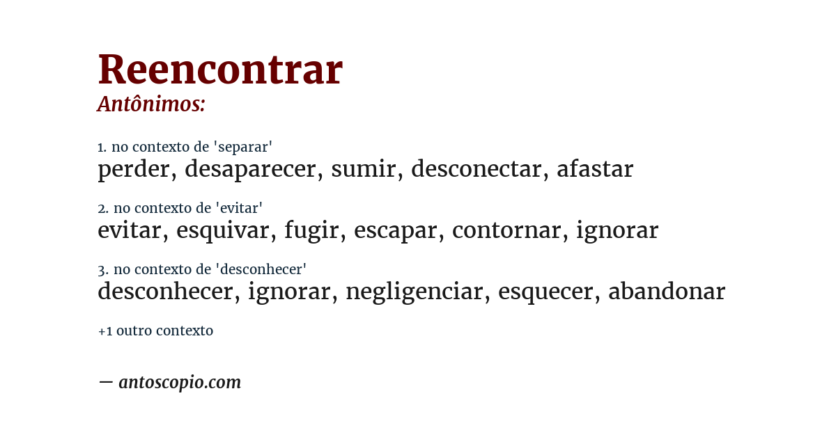 Antônimo de reencontrar