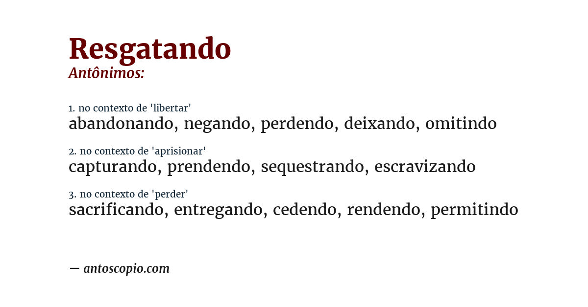 Antônimo de resgatando