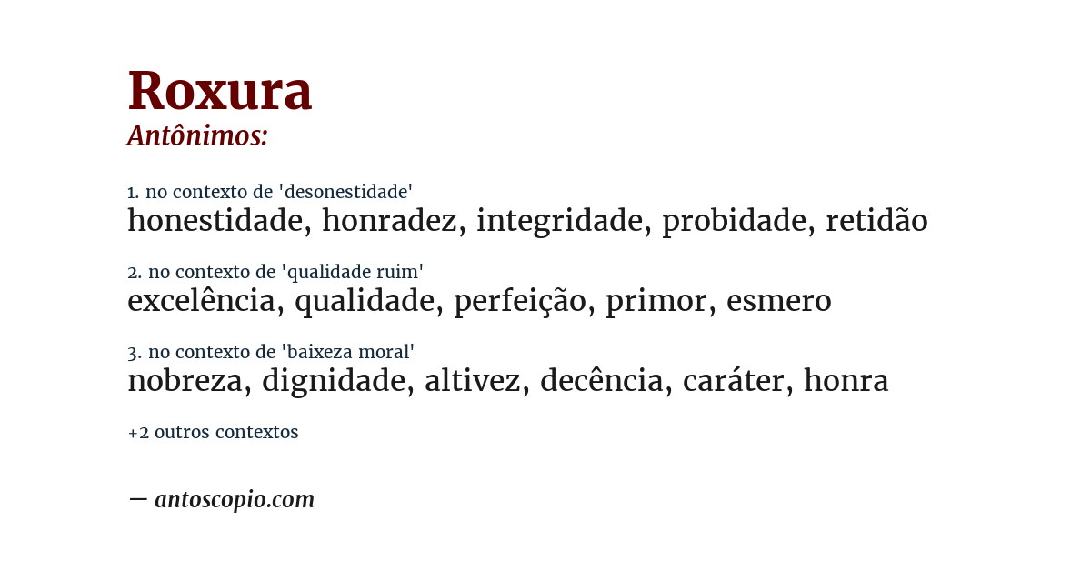 Antônimo de roxura