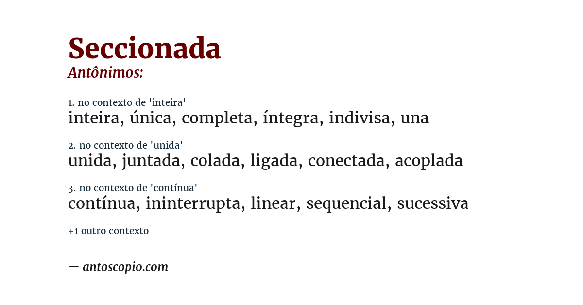 Antônimo de seccionada