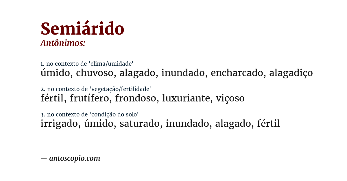 Antônimo de semiárido