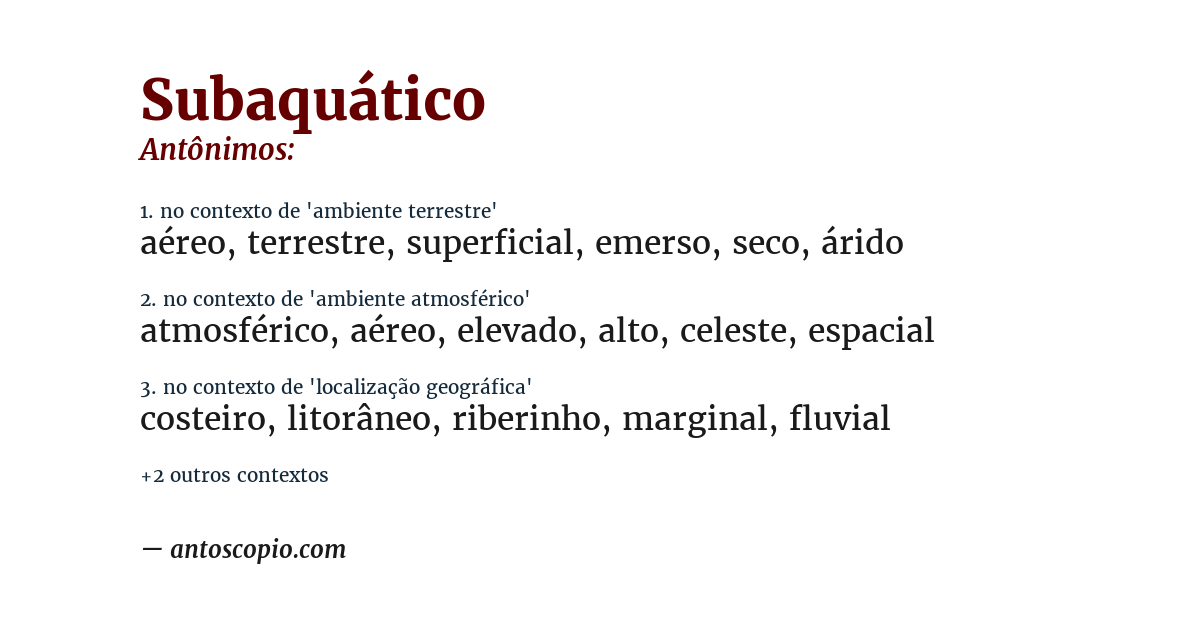 Antônimo de subaquático