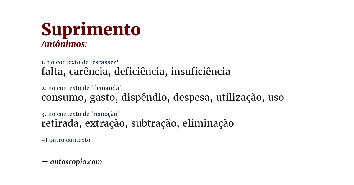 Antônimo de suprimento