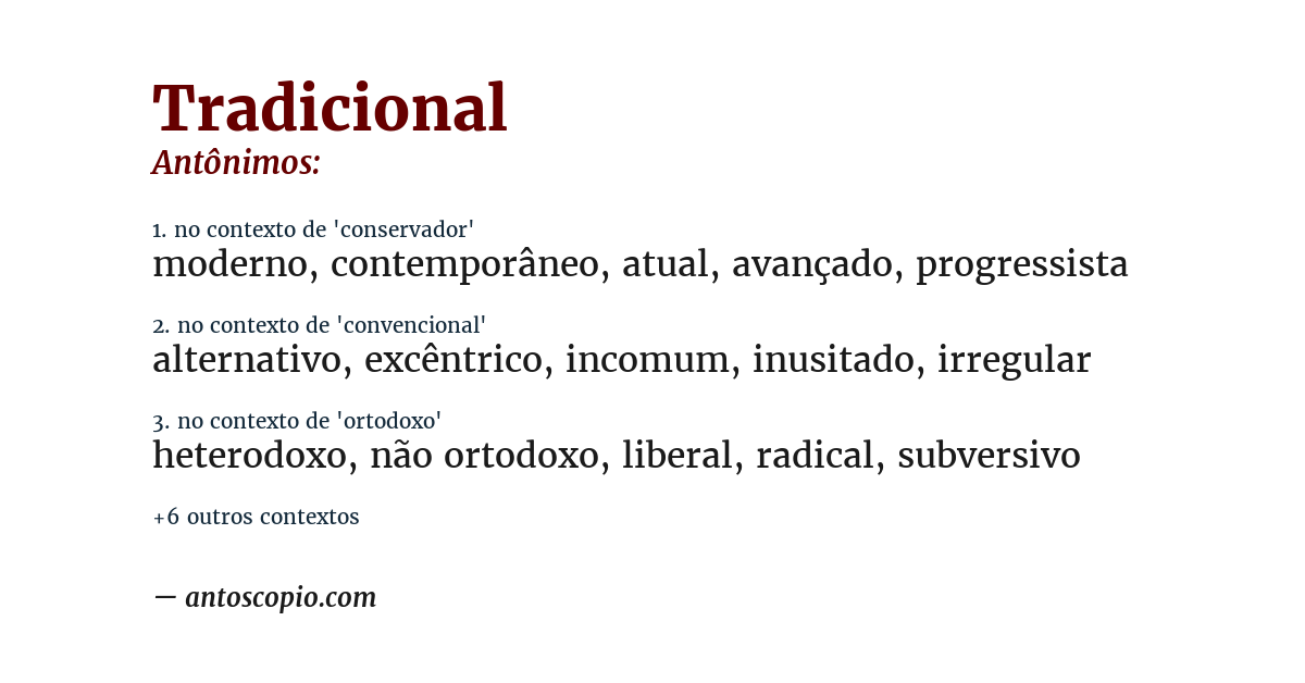 Antônimo de tradicional