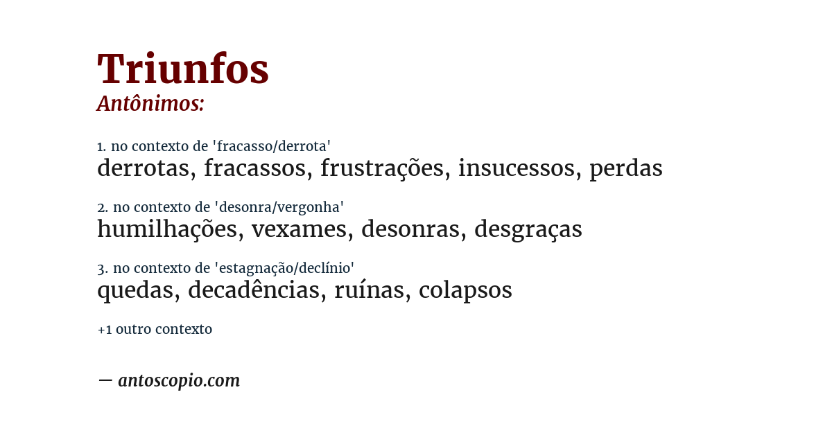 Antônimo de triunfos