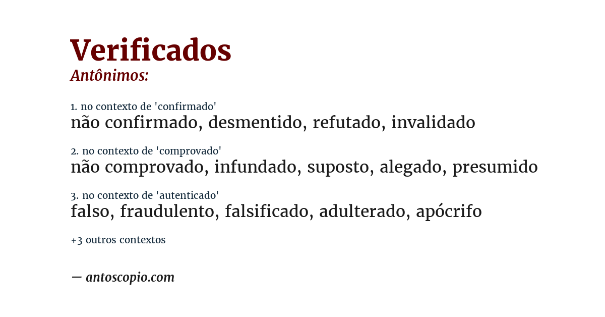 Antônimo de verificados