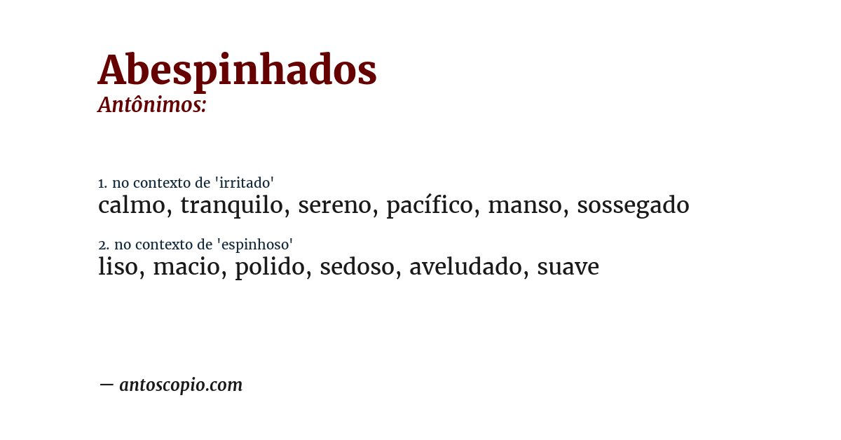 Antônimo de abespinhados