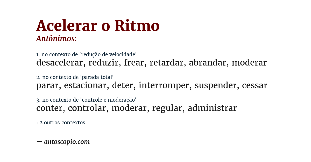 Antônimo de acelerar o ritmo