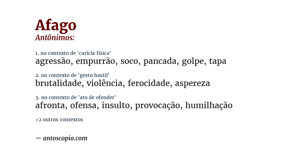 Antônimo de afago