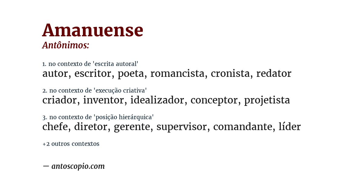 Antônimo de amanuense